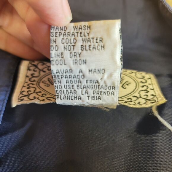 Silk Exchange Vtg Blue Fringed Full Zip 100% Silk Bomber Style Jacket Women 22W - Picture 9 of 11